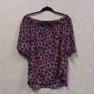 MICHAEL Michael Kors Navy Floral Off-Shoulder Blouse